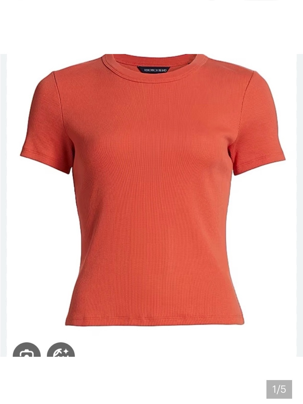 NWT Veronica Beard Pruitt Ribbed Tee in Persimmon